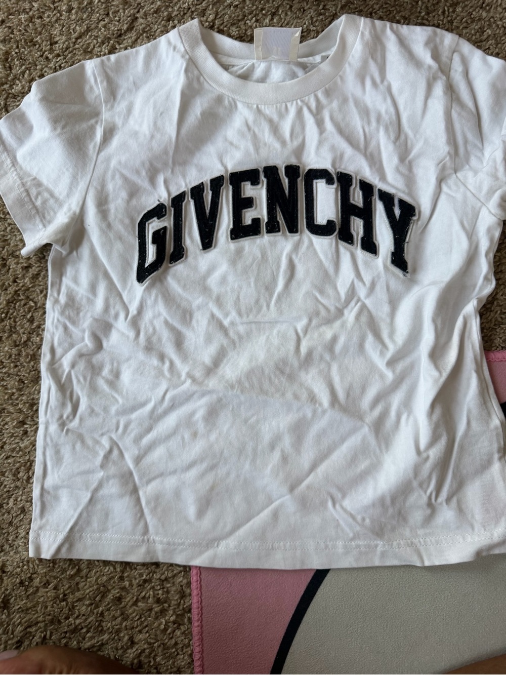 Givenchy White Short Sleeve Tee with Black Lettering